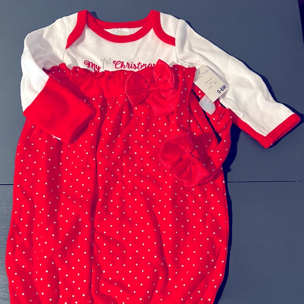 SOLD - Baby Christmas Dress 0-6 months with headband